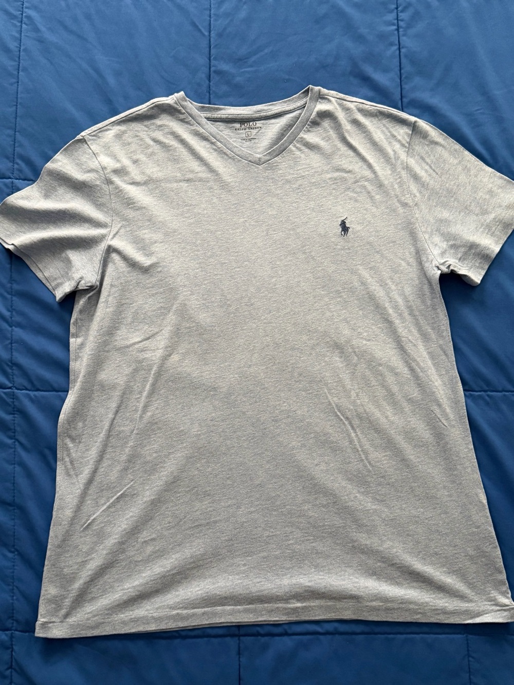 Polo by Ralph Lauren Light Blue V-Neck Tee with Navy Pony